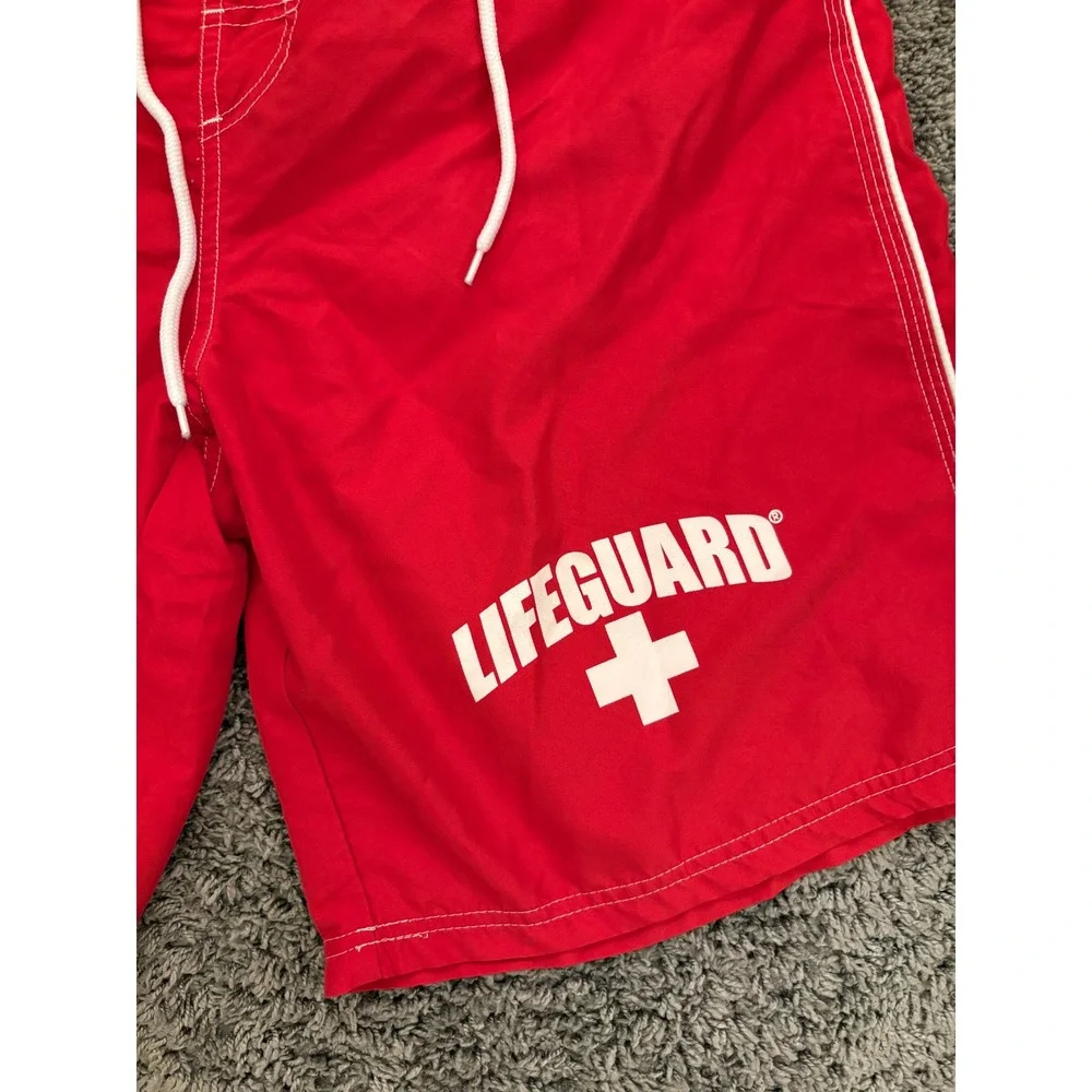 Lifeguard Officially Licensed Mens Red Swim Trunks Board Shorts Medium Cargo